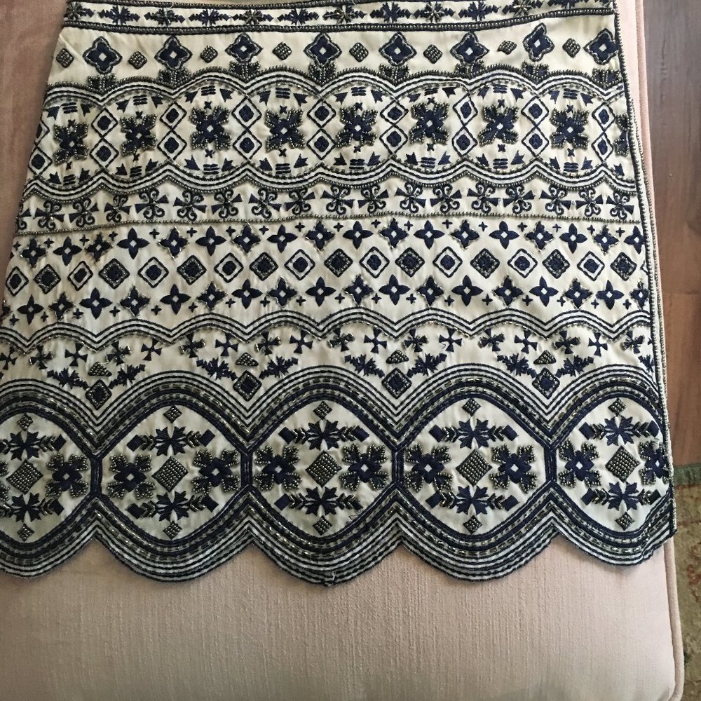 Club Monaco Navy/Cream Beaded Mini